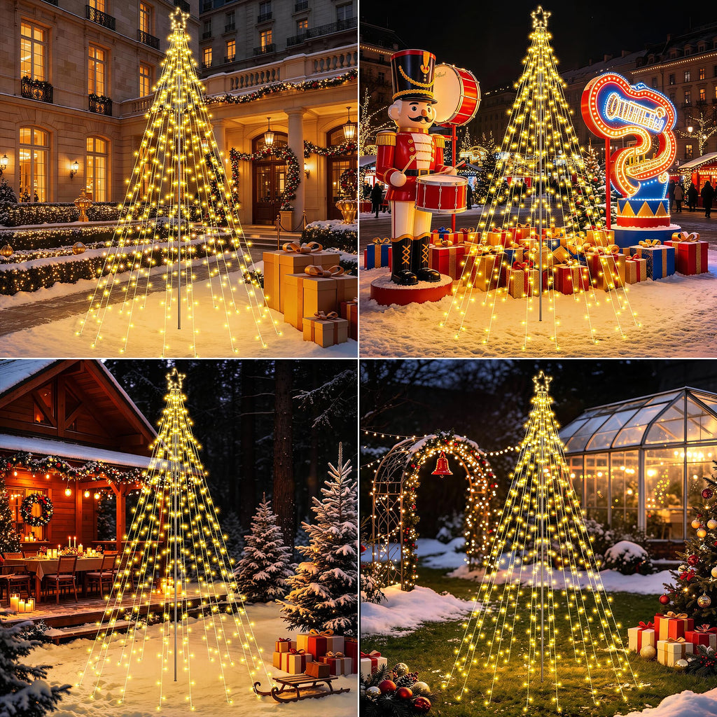 LED Lichterbaum für außen – 274 LEDs mit Stern, dimmbar