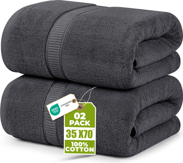 Große Badetücher 90 x 180 cm – 2er-Set aus Baumwolle (Saunatuch)