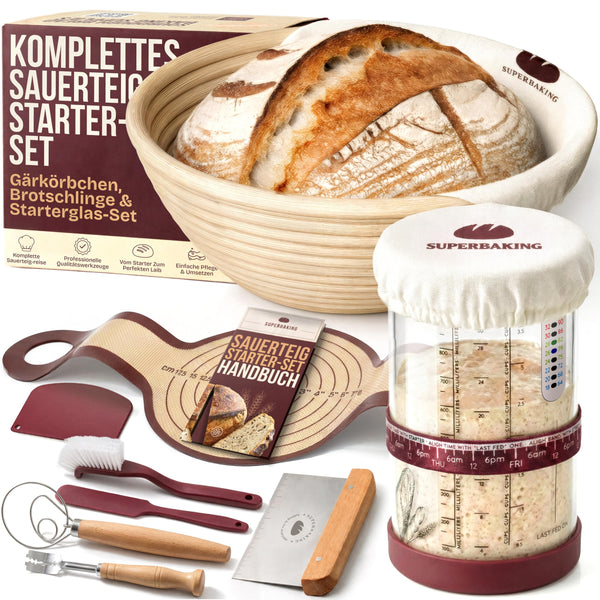 Sauerteig Starter-Set mit Gärkorb – 14-teilig