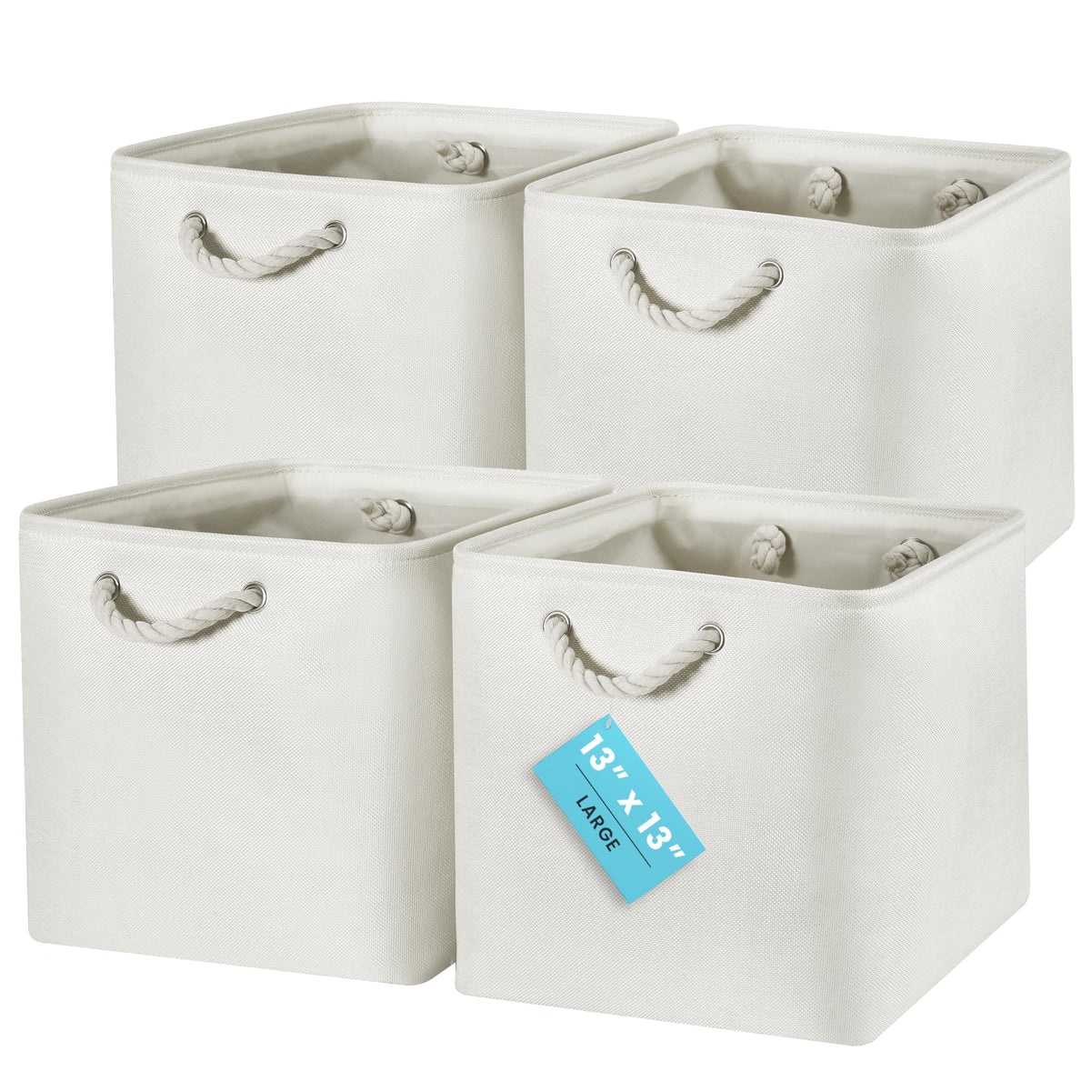 Aufbewahrungsboxen aus Stoff 33 x 33 cm – 4er-Set mit Kordelgriffen