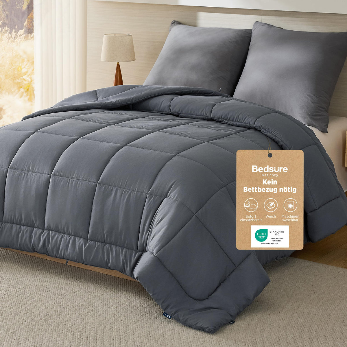 Bedsure Ganzjahres-Bettdecke ohne Bezug – mit integriertem Bezug, waschbar