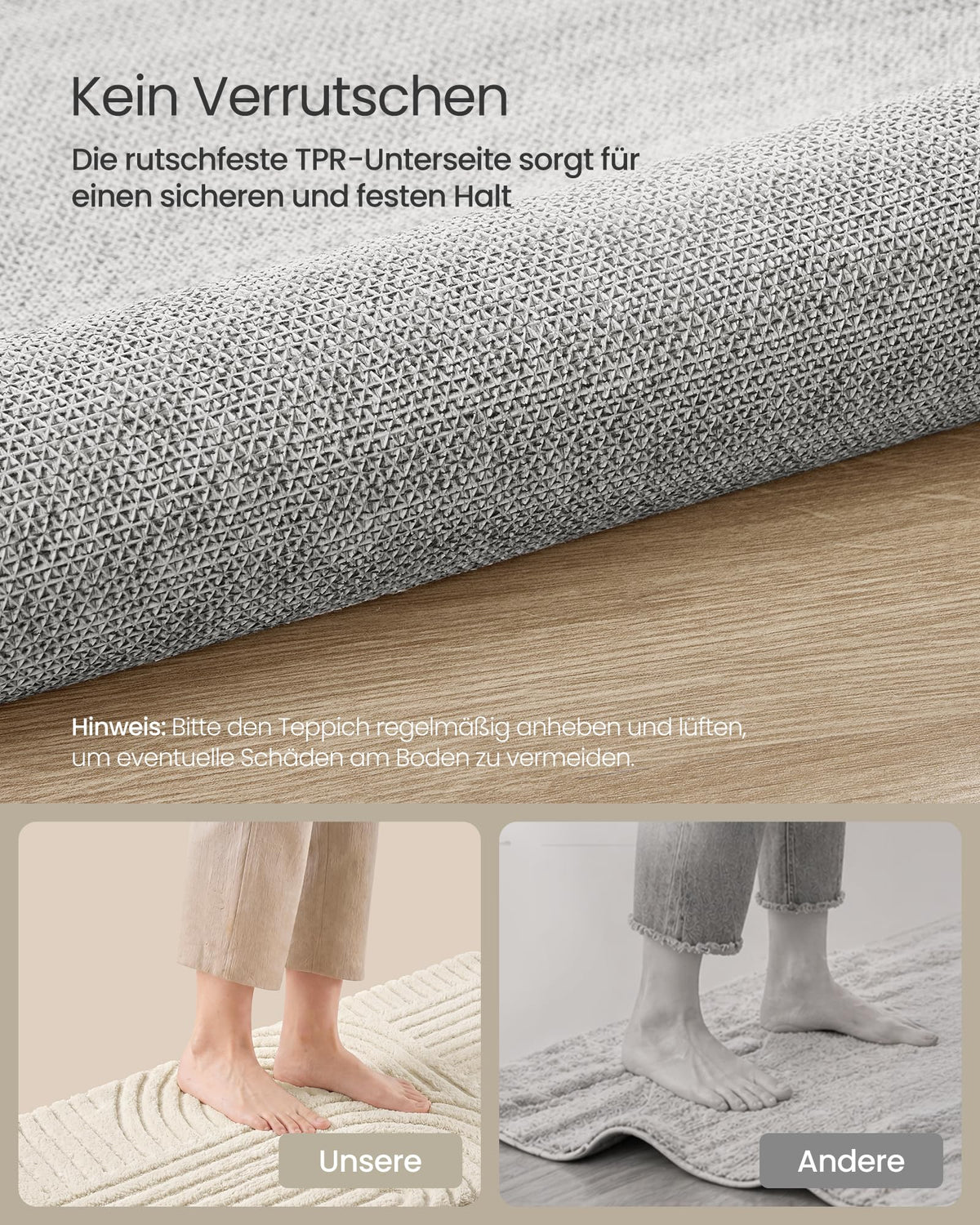 Waschbarer 3D-Teppich Hoch-Tief-Effekt – geometrisch, 290 x 200 cm