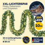 Weihnachtsgirlande mit LED-Beleuchtung – 5 oder 10 m, innen & außen